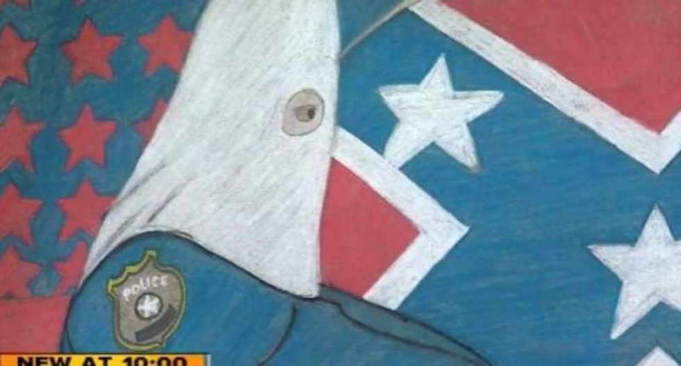 Denver cops denounce student's 'hate art' depicting officer as gun-wielding KKK member