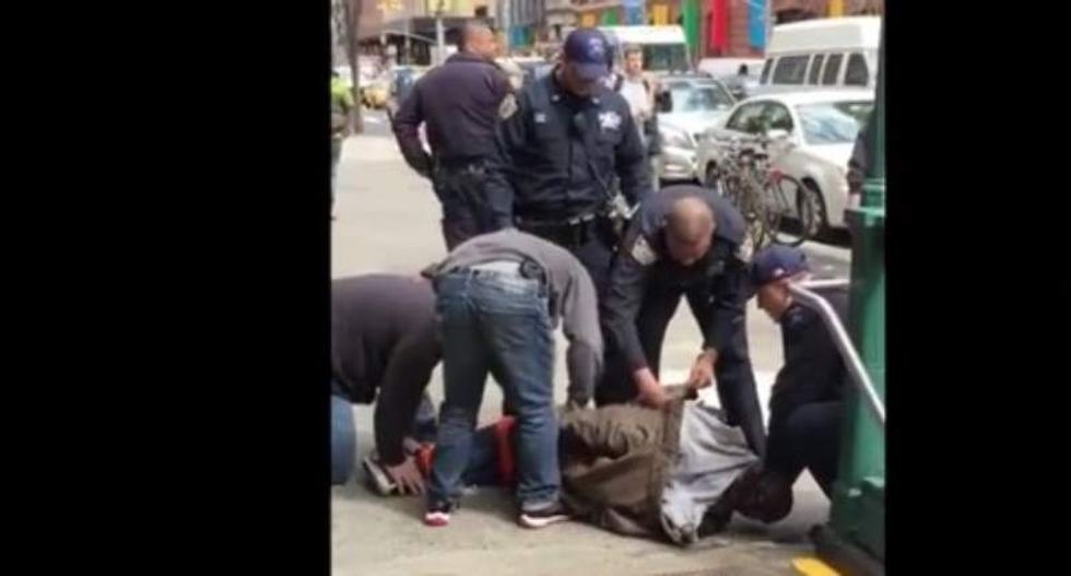 Witness spots NYPD using 'body bag' on handcuffed detainee: 'What the f*ck is that?'