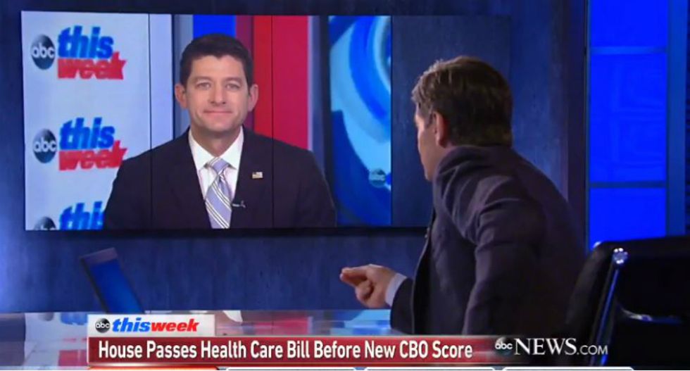 WATCH: Paul Ryan insists new Trumpcare bill has been scored by CBO -- using numbers from the last version