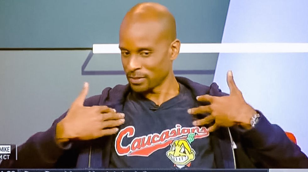 Twitter erupts after ESPN host wears 'Caucasians' shirt to call out Cleveland 'Indians' logo