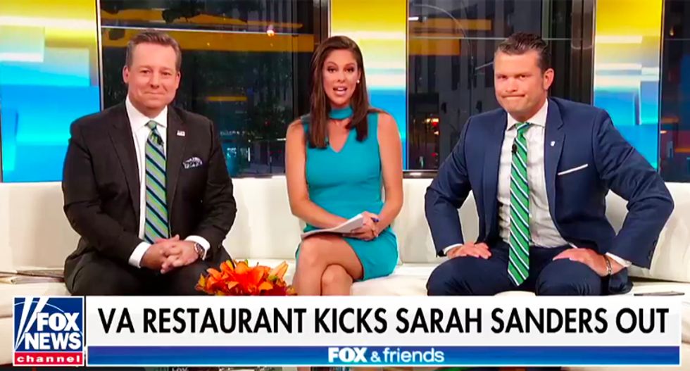 Fox & Friends whines that kicking Sanders out of restaurant is proof liberals are destroying the 'fabric' of our communities