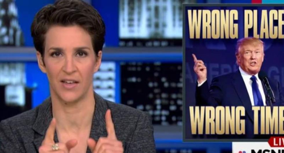 Maddow slams Trump's 'dangerous' campaign stop near site of infamous hate crime