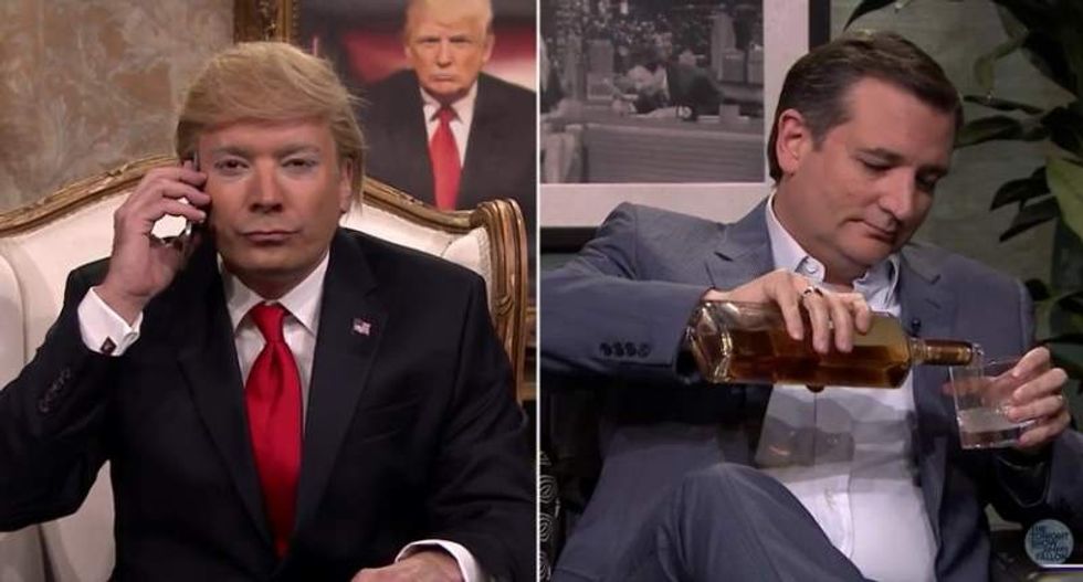 Jimmy Fallon’s ‘Donald Trump’ drives Ted Cruz to drink in hilarious ‘Tonight Show’ sketch