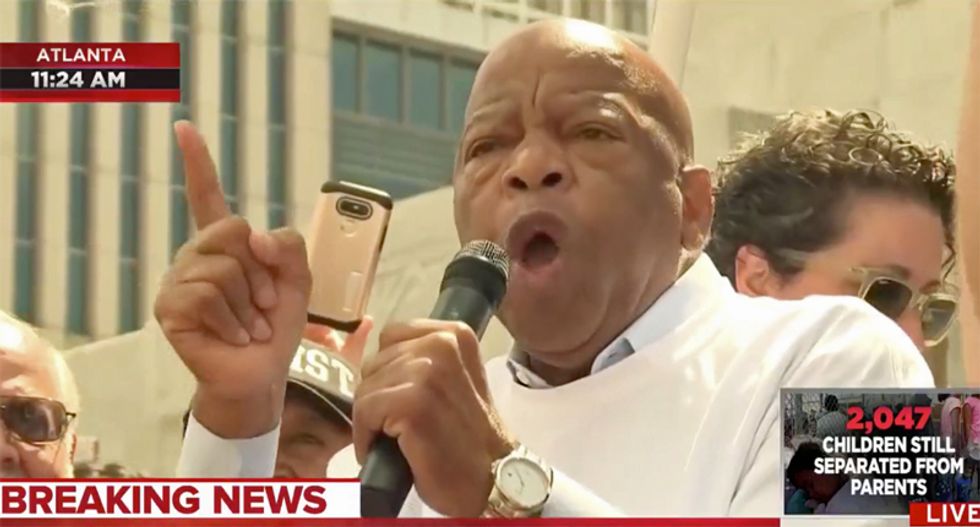 Watch civil rights icon John Lewis give stunning speech at Atlanta #FamiliesBelongTogetherMarch