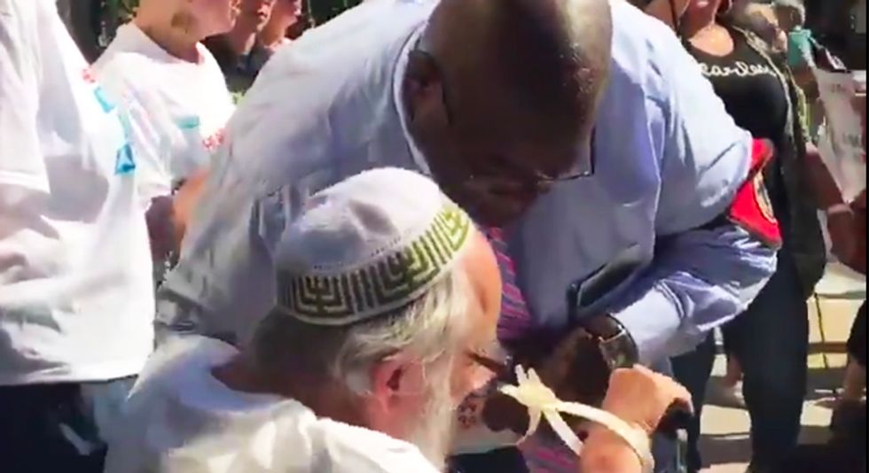 WATCH: Philly police place protesting 85-year-old rabbi with cane in restraints during arrest outside ICE facility