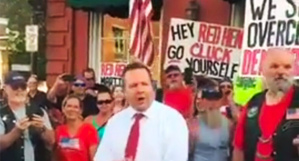 Virginia GOP candidate incites mob to chant ‘build the wall’ in front of restaurant that booted Sarah Sanders