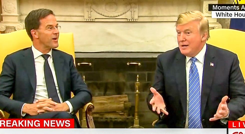 'No!' Dutch Prime Minister smacks down Trump in the Oval Office for ranting that tariffs are 'positive'