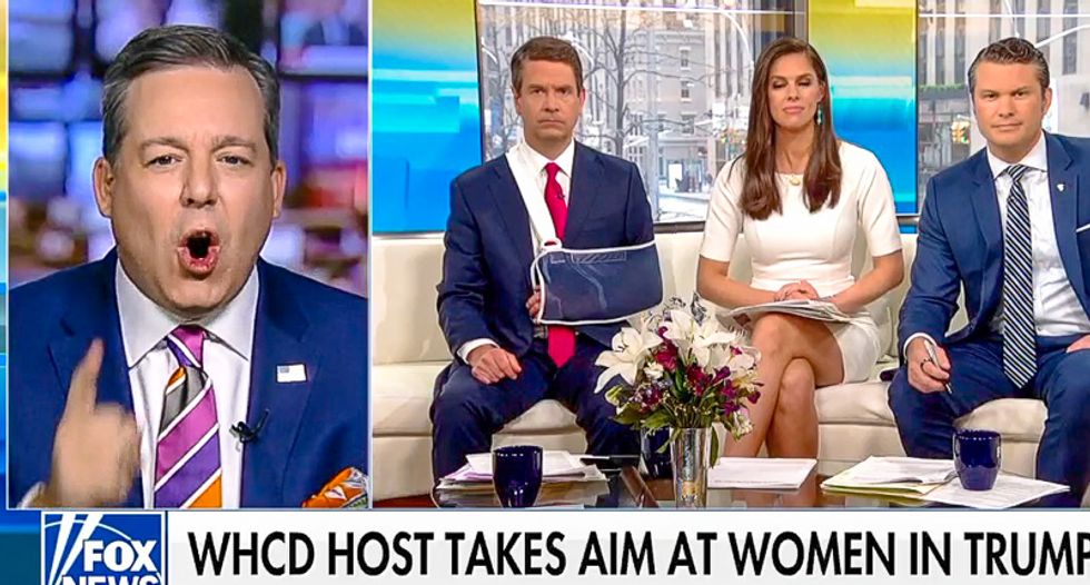 'You're going to lose your voice': Fox hosts try to calm Ed Henry after he loses it over comedian Michelle Wolf