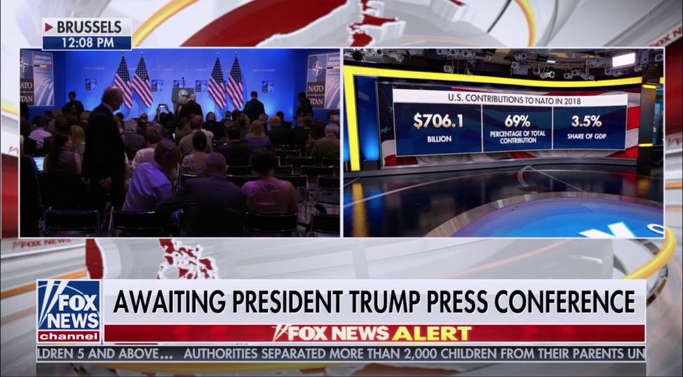 Fox News claims entire US defense budget goes to NATO minutes before Trump lies and says US funds 90 percent of NATO