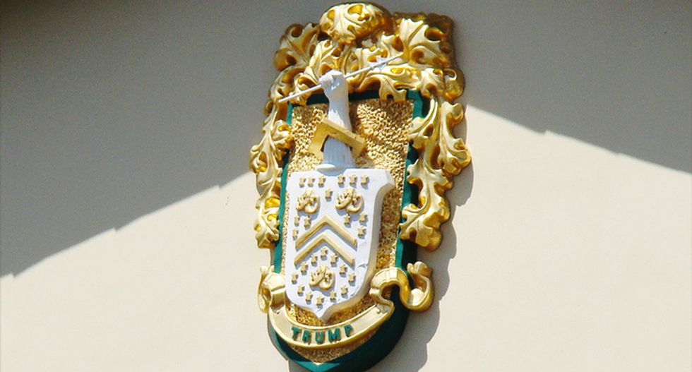'Tiny hand clenched on top': Internet hilariously mocks Trump for plagiarizing his family coat of arms