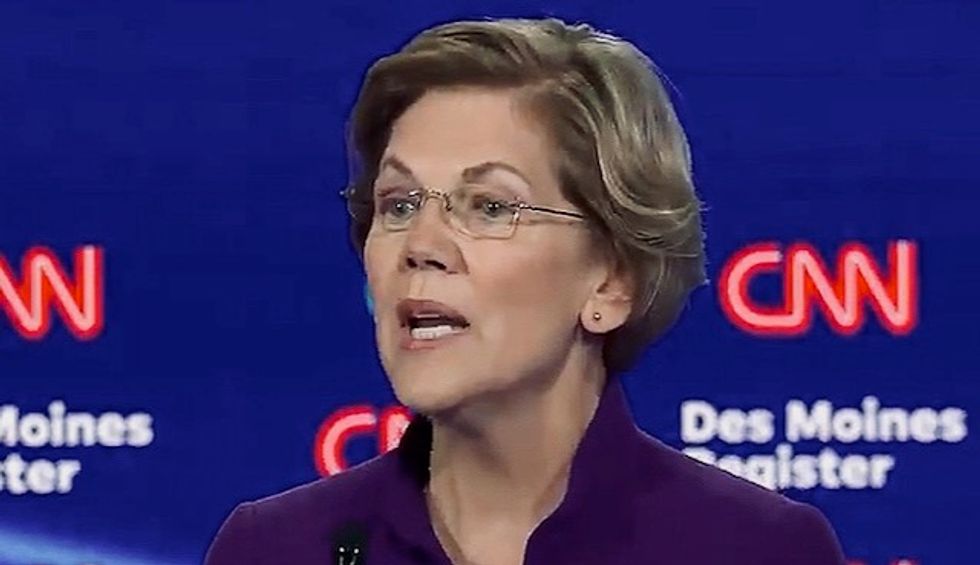 Warren loudly cheered for saying the only candidates on stage ‘who have won every single election they’ve been in are the women’
