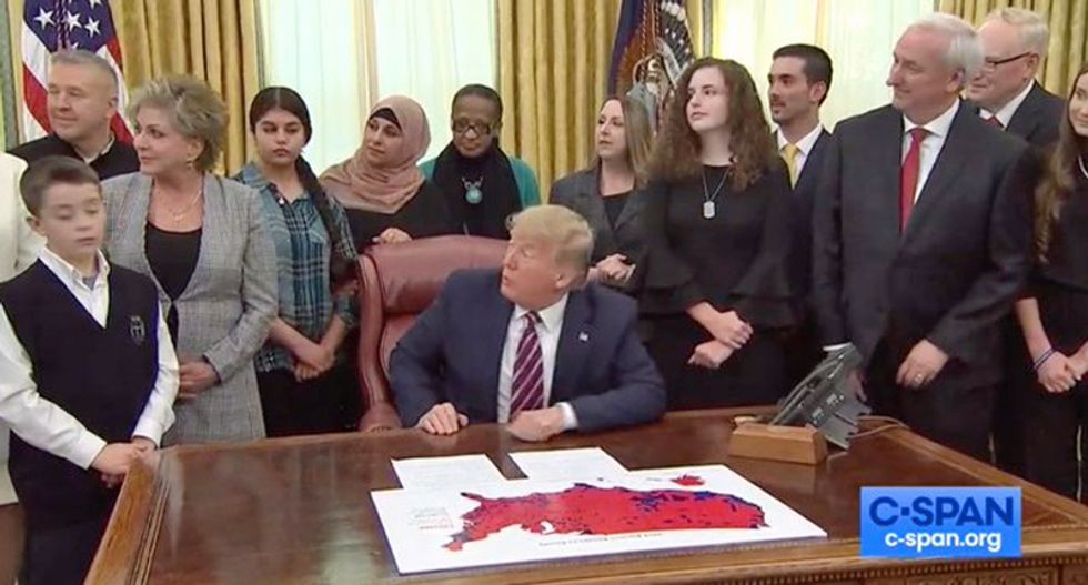 Trump ridiculed as a ‘big baby’ for showing kids a map of 2016 results: ‘It’s his blankie’