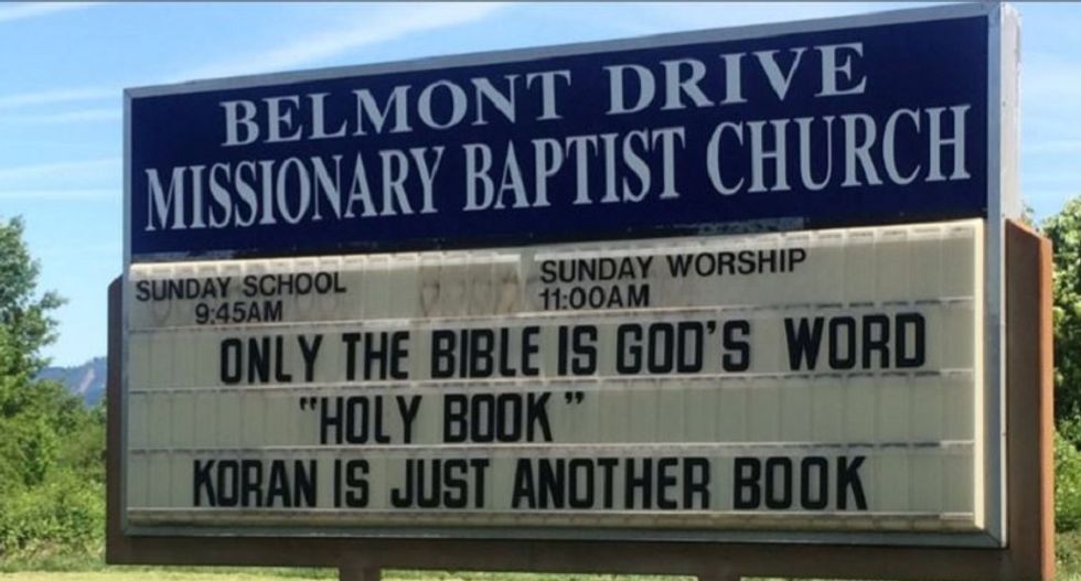 Pastor bizarrely explains anti-Muslim church sign: I’m not politically correct, but I am biblically correct