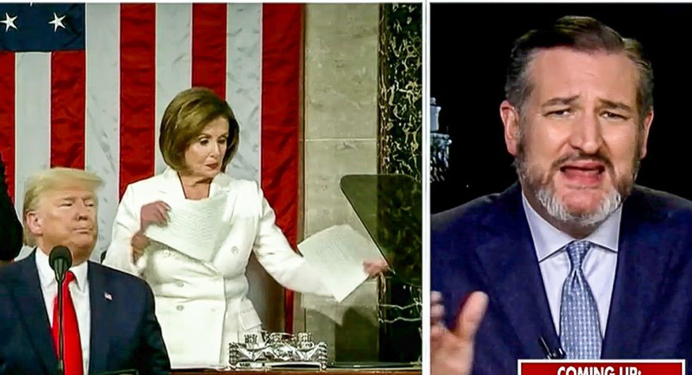 'It made me angry': Ted Cruz blows up at 'disgusting' Nancy Pelosi for ripping up Trump's speech