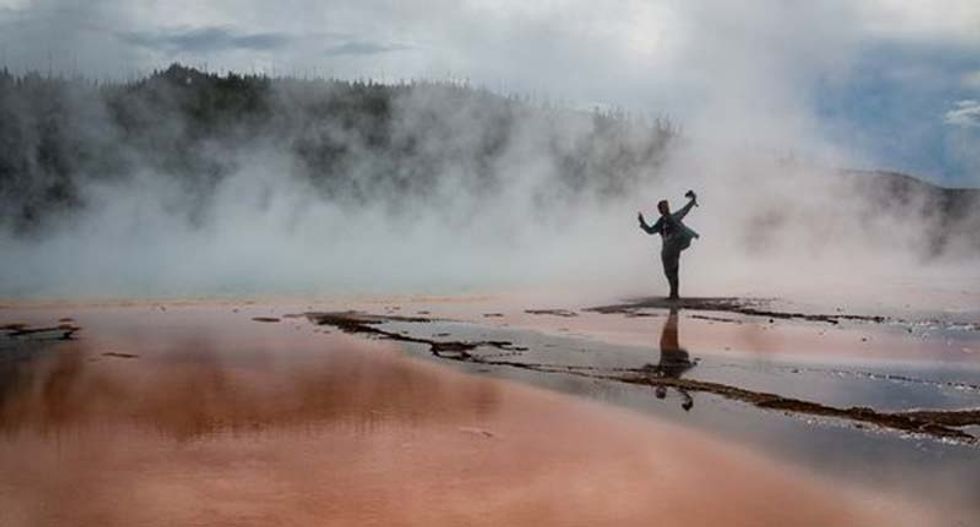 Tourist bros ‘sorry’ after trampling Yellowstone’s off-limits Grand Prismatic Spring for YouTube stunt