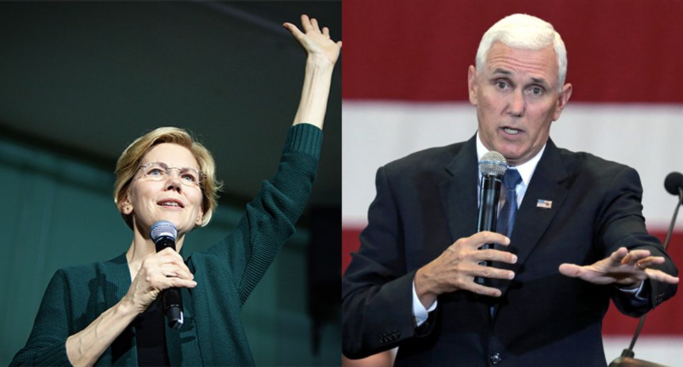 Elizabeth Warren takes hilarious shot at Mike Pence for being Trump's lapdog