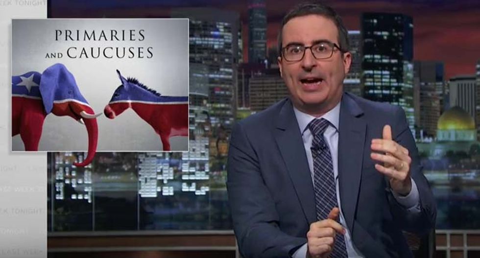 John Oliver blisters Republicans and Democrats for their 'erratic clusterf*ck' state primaries