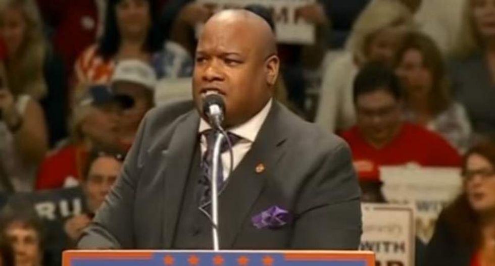 WATCH: Black Trump surrogate Mark Burns goes ballistic defending Clinton blackface cartoon on MSNBC