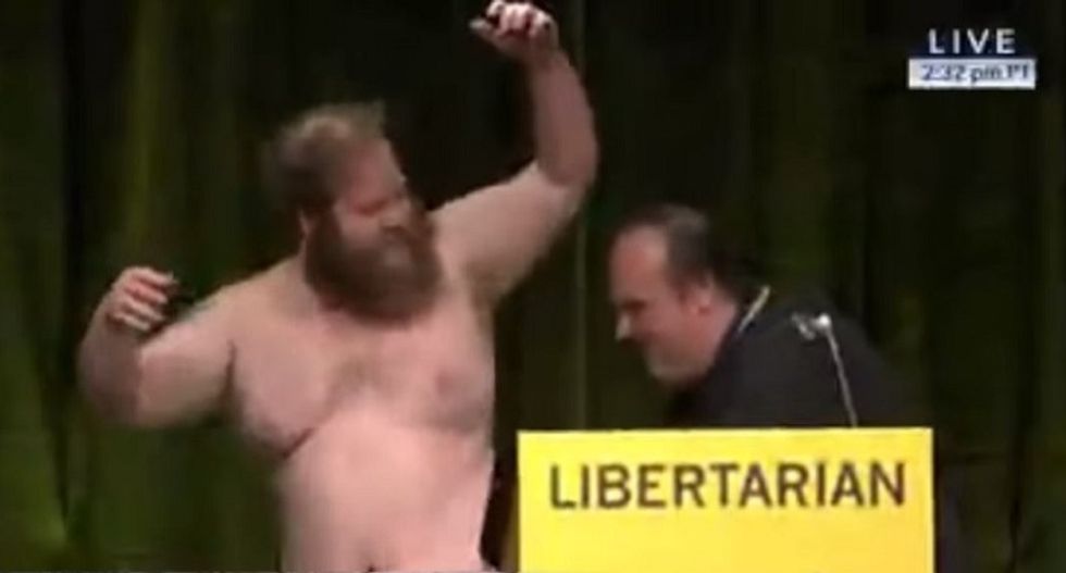Man drops bid to be Libertarian party chair by strip dancing live on CSPAN