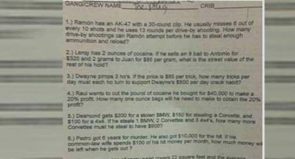 Alabama teacher busted for assigning 'math test' based on 30-year-old racist meme