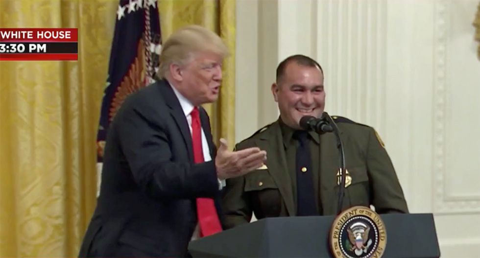 Trump introduces Latino Border Patrol agent by saying ‘he speaks perfect English’