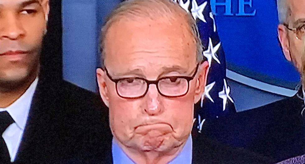 Internet thinks Larry Kudlow looked sick at coronavirus briefing: ‘somebody get him a test’