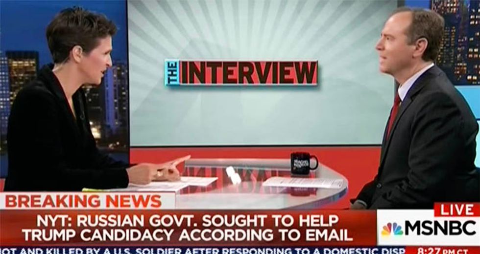 WATCH: Rachel Maddow and Rep. Schiff connect dots between Don Jr. email and Trump-Russia collusion