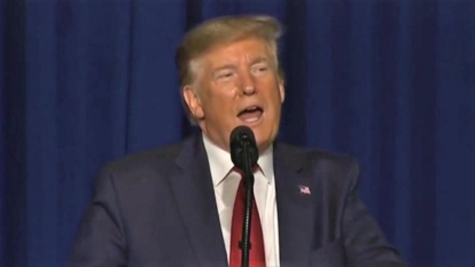 Trump promises vets he won’t use his campaign slogan -- then blurts it out seconds later