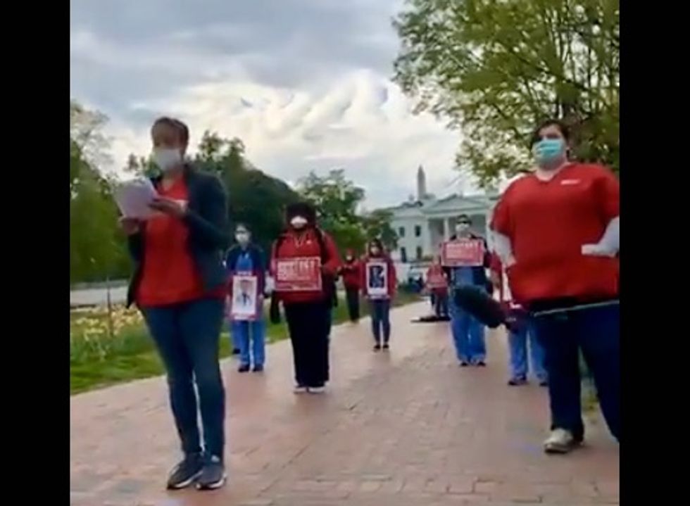 'Listen... and take action': In front of White House, nurses read names of colleagues who have died from Covid-19