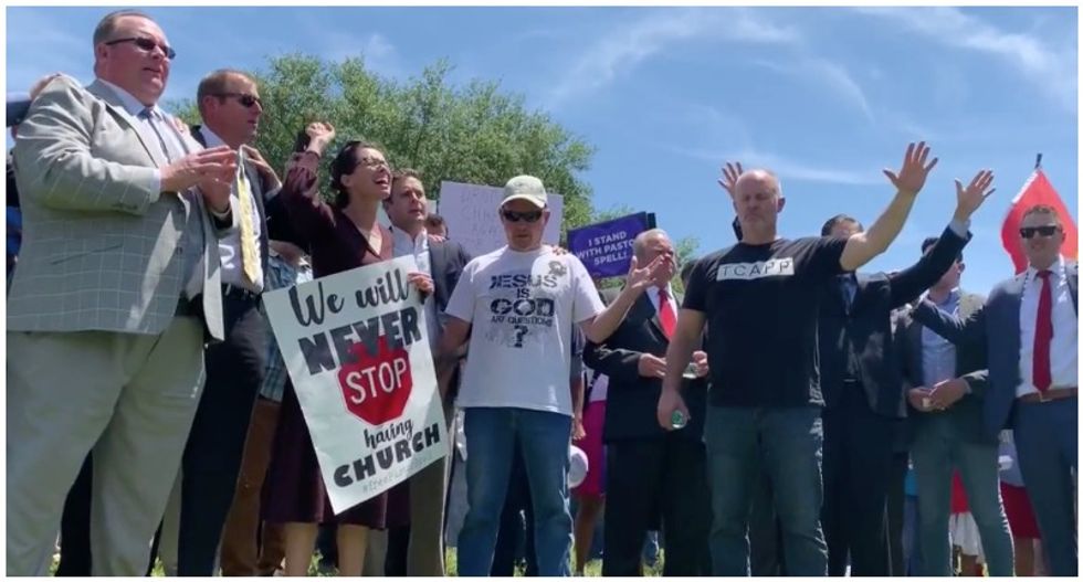 ‘Doesn’t seem Christian-like’: Bystander baffled after stumbling upon church protest against coronavirus restrictions