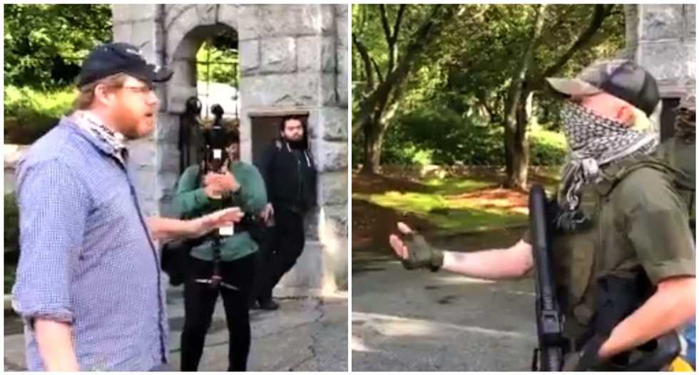 'This is a hostile act!' North Carolina man angrily shames armed anti-lockdown protesters