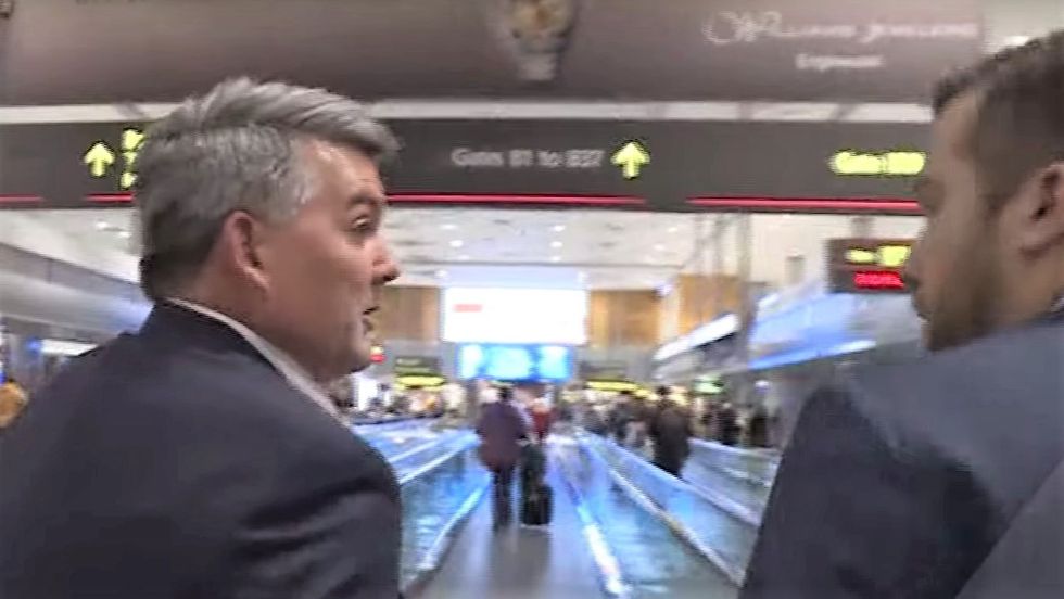 GOP senator refuses to answer questions on impeachment witnesses when reporter corners him in airport