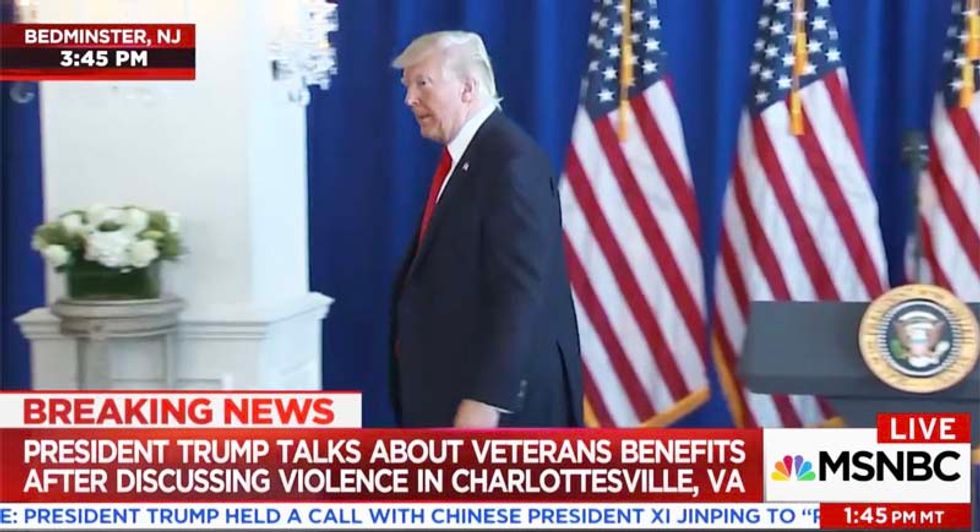 Trump touts employment numbers in Charlottesville violence address -- then flees questions about white nationalists