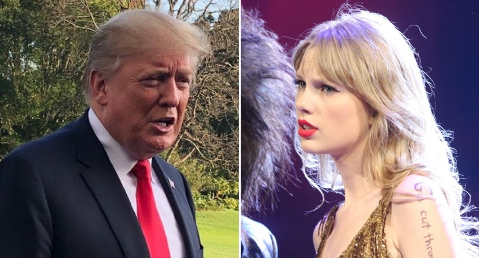 WATCH: Trump claims he likes Taylor Swift's music '25 percent less' after she comes out in support of Dems