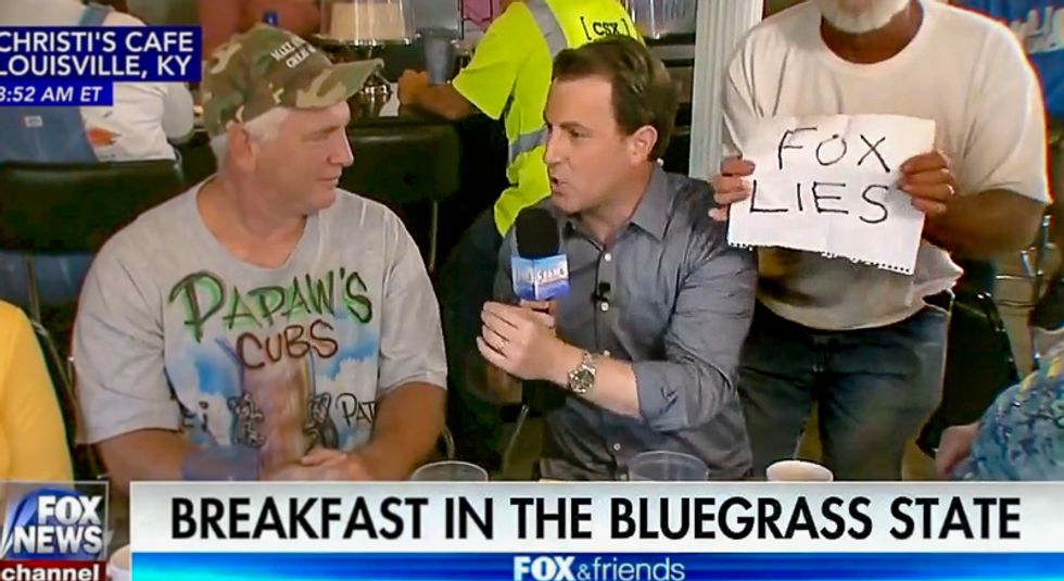 'Fox Lies': Diner customer derails Fox & Friends segment in 2 seconds as they broadcast from liberal bastion