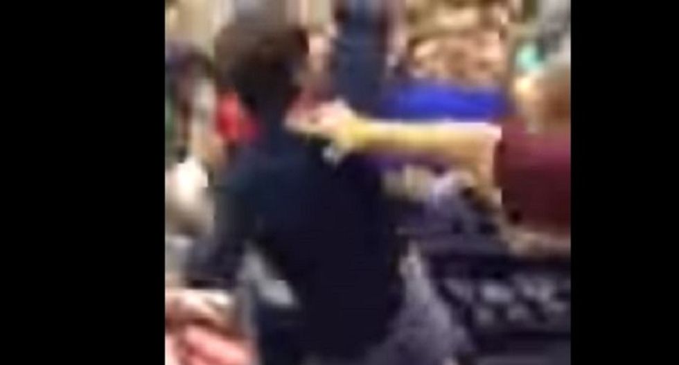 Trump supporters violently punch and kick protester while shouting 'USA' at Pennsylvania rally