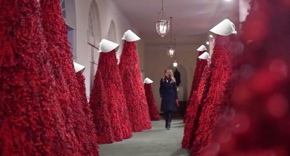 Melania Trump hilariously mocked for ‘Handmaid's Tale’ White House Christmas trees video