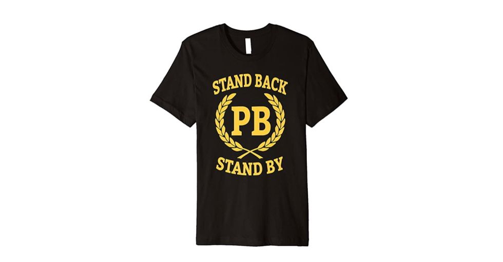 Extremist neo-fascist hate group ‘Proud Boys’ merchandise with Trump order to ‘stand back, stand by’ already on Amazon