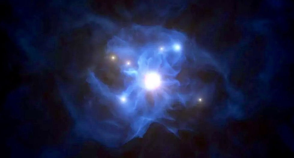 Giant black hole discovered at centre of cosmic 'spider's web'