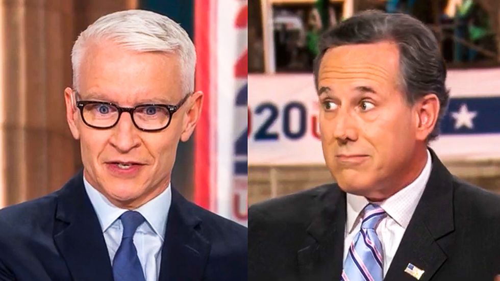 'Pathetic!' Anderson Cooper rips Rick Santorum after he defends Trump for claiming COVID is 'blessing from God'