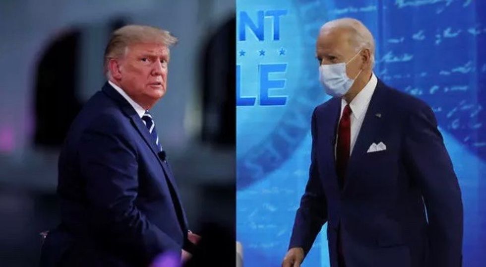 Trump and Biden trade jibes in competing town halls on night of cancelled debate