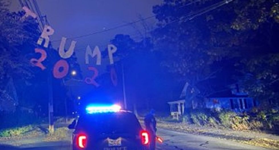 'Can't fix stupid': Police alarmed after Trump supporter hangs 2020 sign from live electrical wires