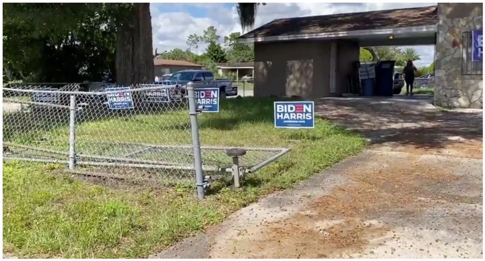 White man steals bulldozer and rolls over Biden lawn signs in predominantly Black neighborhood