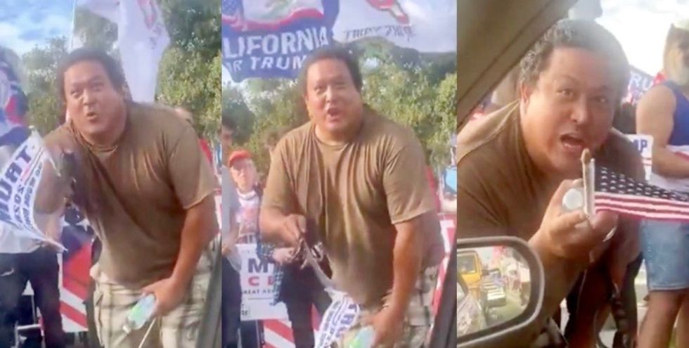 MAGA rally activist threatens driver to vote for Trump: ‘We know who you are – we got your plates and we got you’