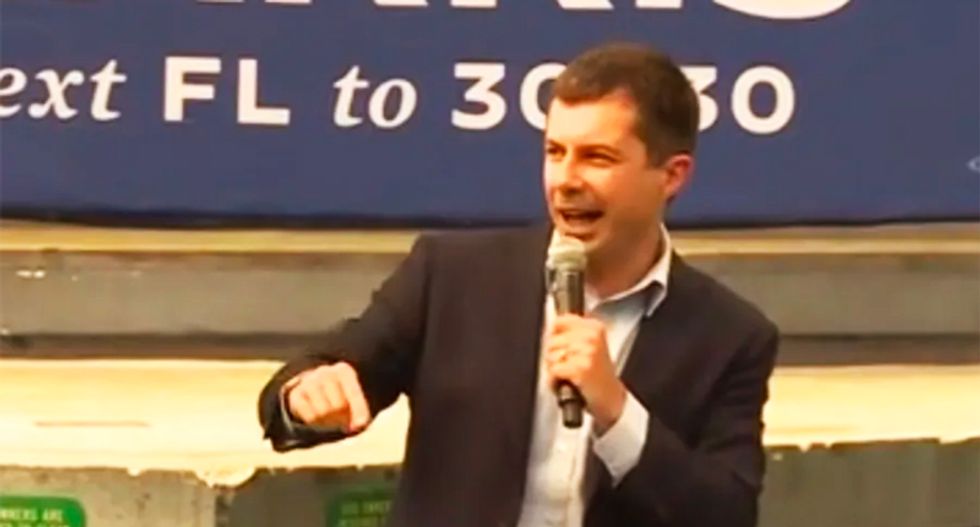 Pete Buttigieg had the perfect response to a Trump-loving heckler trying to crash a Biden rally