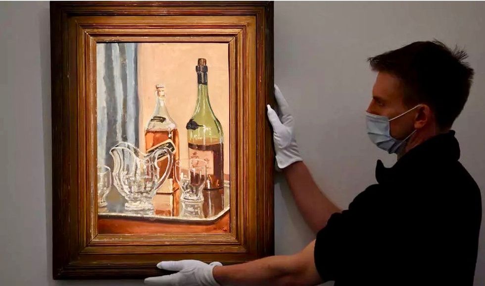 Churchill's painting of favorite whisky goes on sale