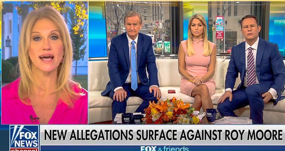 Conway snaps at Fox & Friends for asking about Roy Moore: 'Trump will make a statement when he wants to'