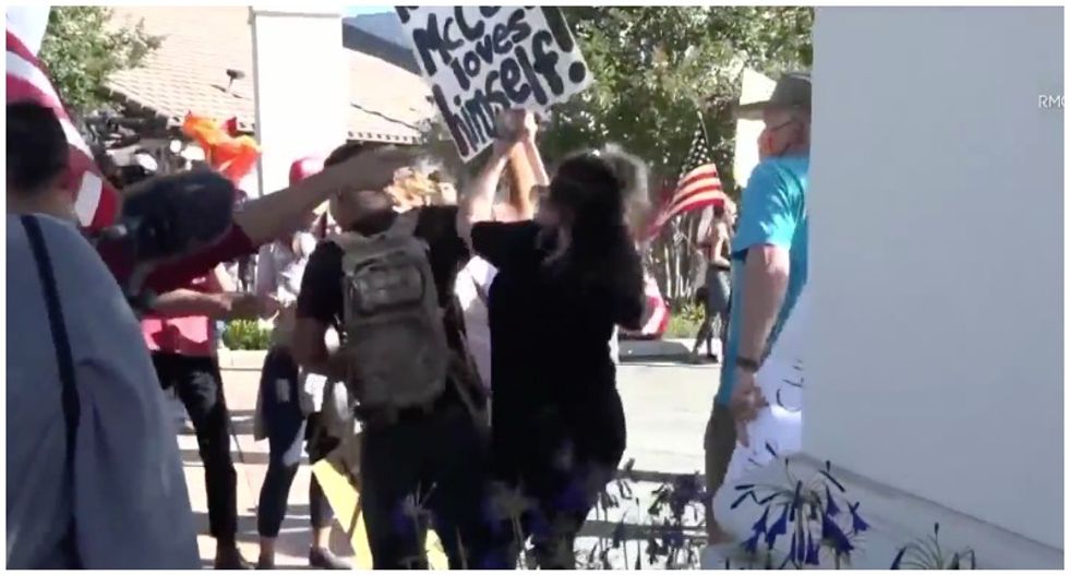 WATCH: Scuffles erupt at packed California church that is defying COVID-19 restrictions