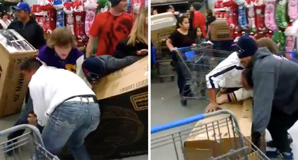 WATCH: Four grown men humiliate themselves fighting over a toy car on Black Friday