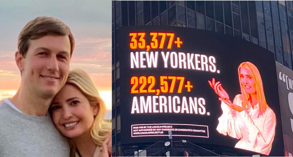 Ivanka celebratory wedding anniversary tweet flooded with reminders of Times Square billboards ripping couple over COVID